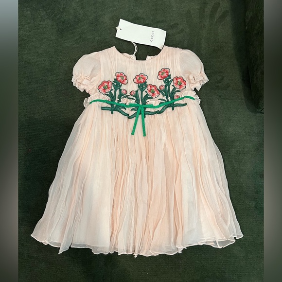 Gucci Other - Gucci baby dress light pink with flowers